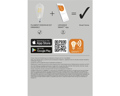 Ledvance Smart WIFI LED-lamp ST64 dimbaar E27/5,5W (60W) helder 806 lm 2700K warm wit