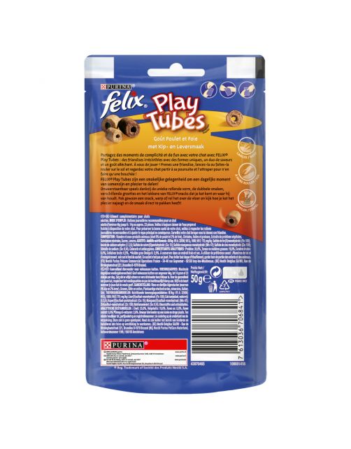 Felix Play Tubes - Kattensnack - Kip Lever 50 g