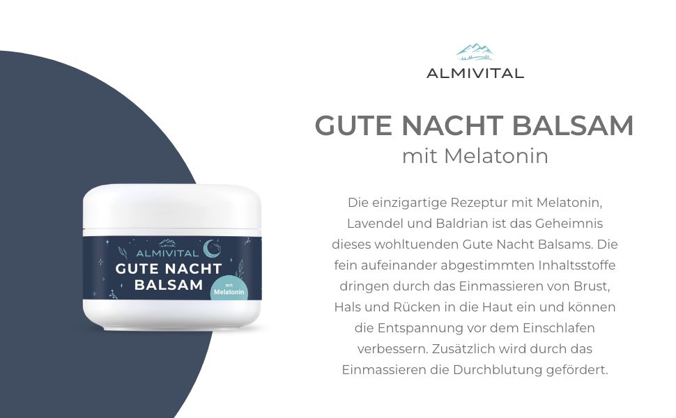 ALMIVITAL Gute Nacht Balsam mit Melatonin, Lavendel & Melisse – Unterstützung beim Einschlafritual