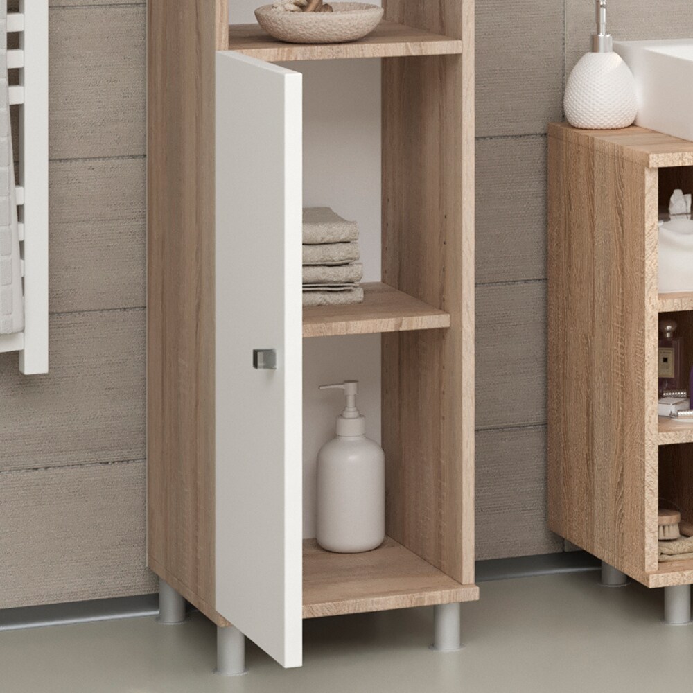 VICCO Badschrank FYNN 190 x 30 cm Eiche Sonoma - Badezimmer Hochschrank Badregal