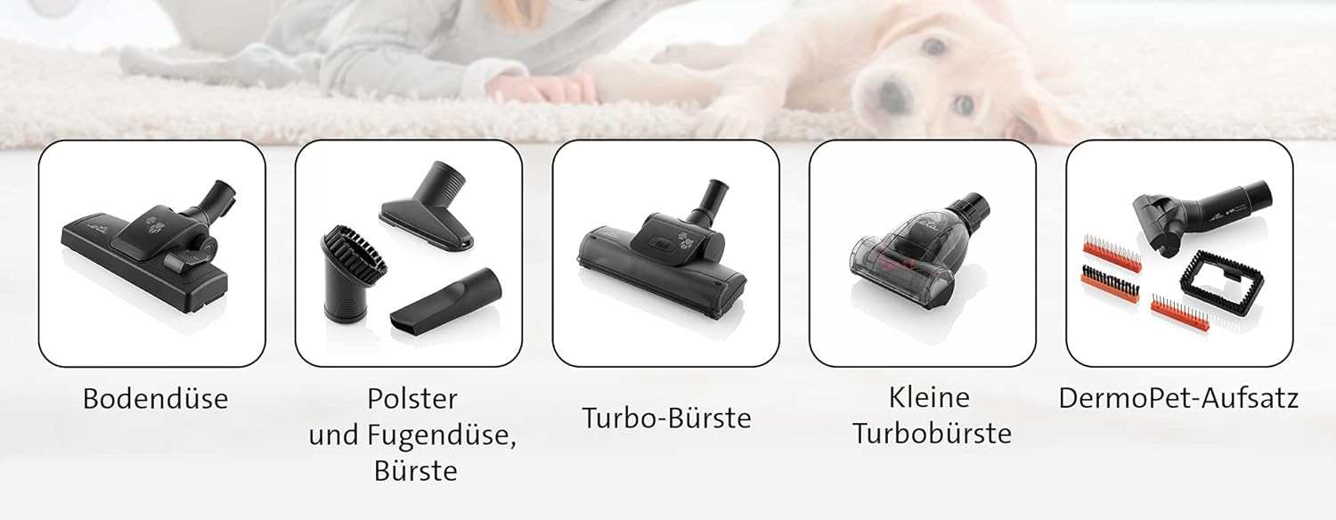 ETA Beutelloser Staubsauger Grande Animal I 850W I 2X HEPA-Filter I 3.2l Volumen I Einzigartiger DermoPet-Aufsatz für Tierfelle und Tierhaare I Bodenstaubsauger