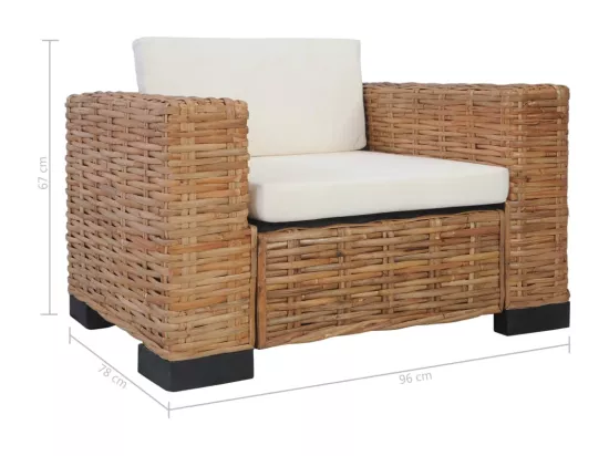 Fauteuil avec coussins Rotin naturel