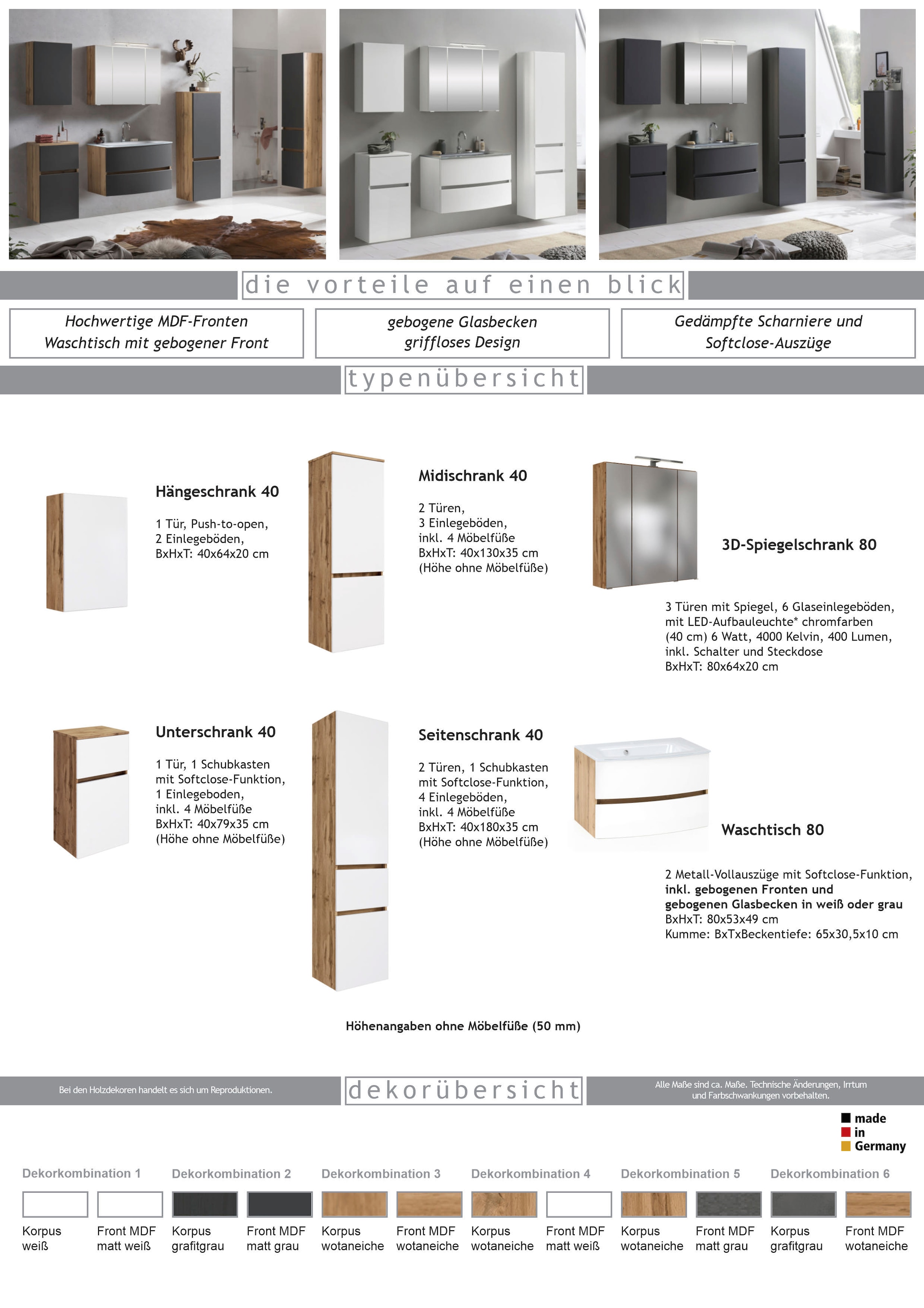 welltime Hängeschrank »Kaunas« BxTxH: 40x20x64 cm
