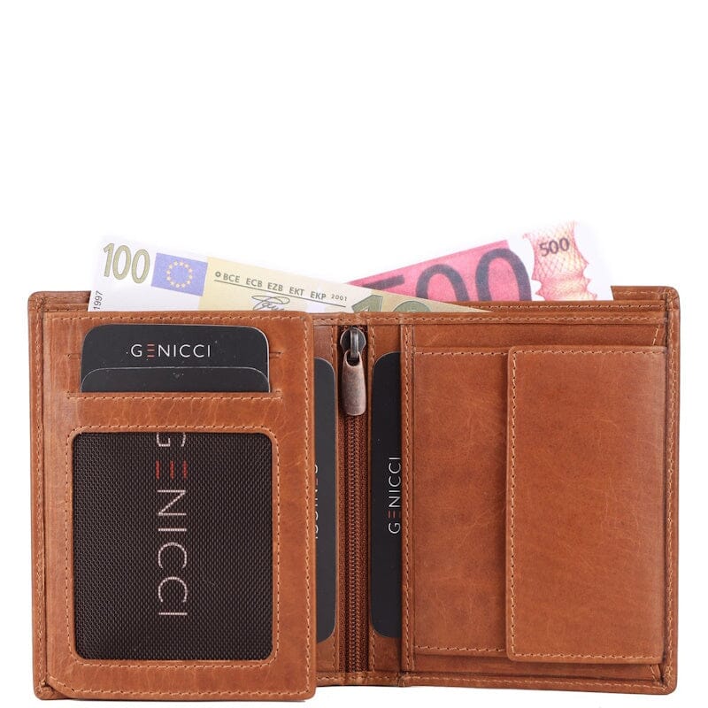 Genicci Noble Roger Heren Portemonnee Cognac