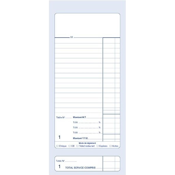 Bloc addition elve papier autocopiant 102x235mm 50 duplis avec numéro