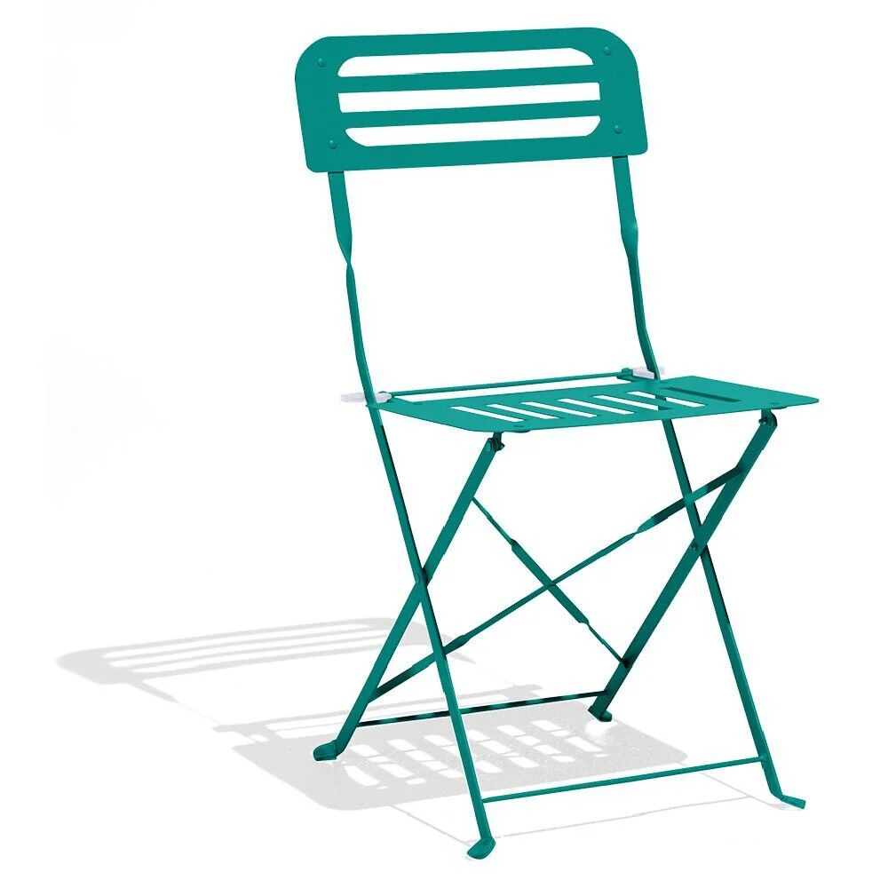 Chaise de jardin Rio pliante métal bleu 41x45xH82cm