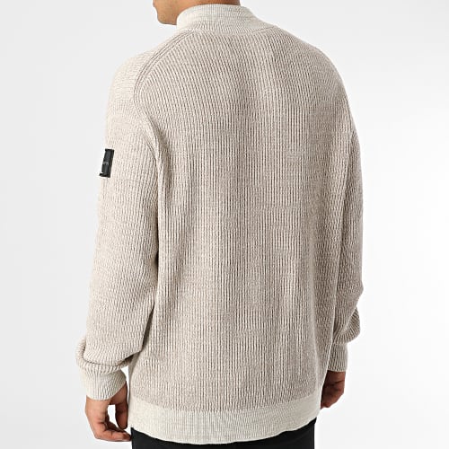Pull Col Zippé 1688 Beige Chiné