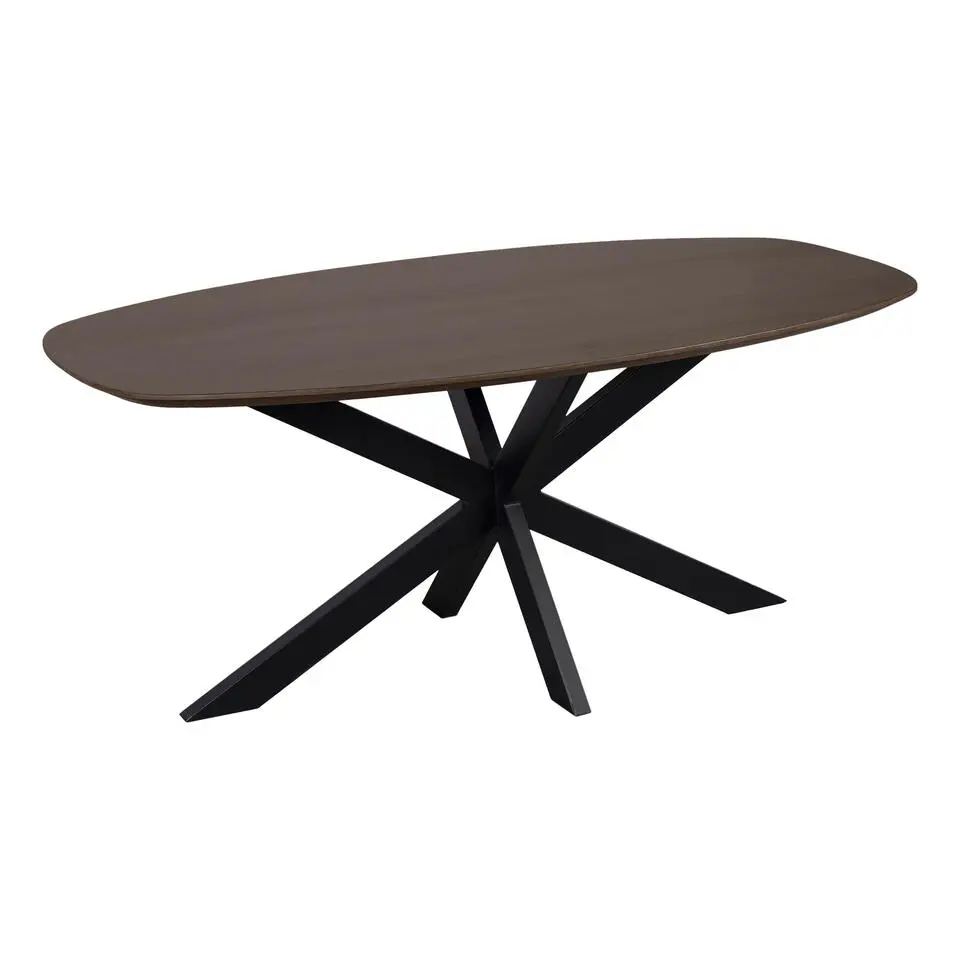 QUVIO Eettafel Sofia - Deens ovaal - 180x90 cm - FSC - Walnoot bruin