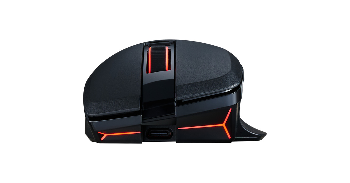 PowerColorALPHYN AM10 Wireless Gaming Mouse  (Zwart/rood, 100 - 26000 DPI, 8K, RGB, USB / 2.4G / Bluetooth 5.2)