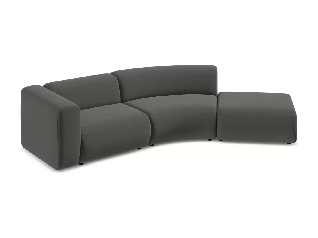 Canapé modulable 4 places droit en velours - acier - EKAHI