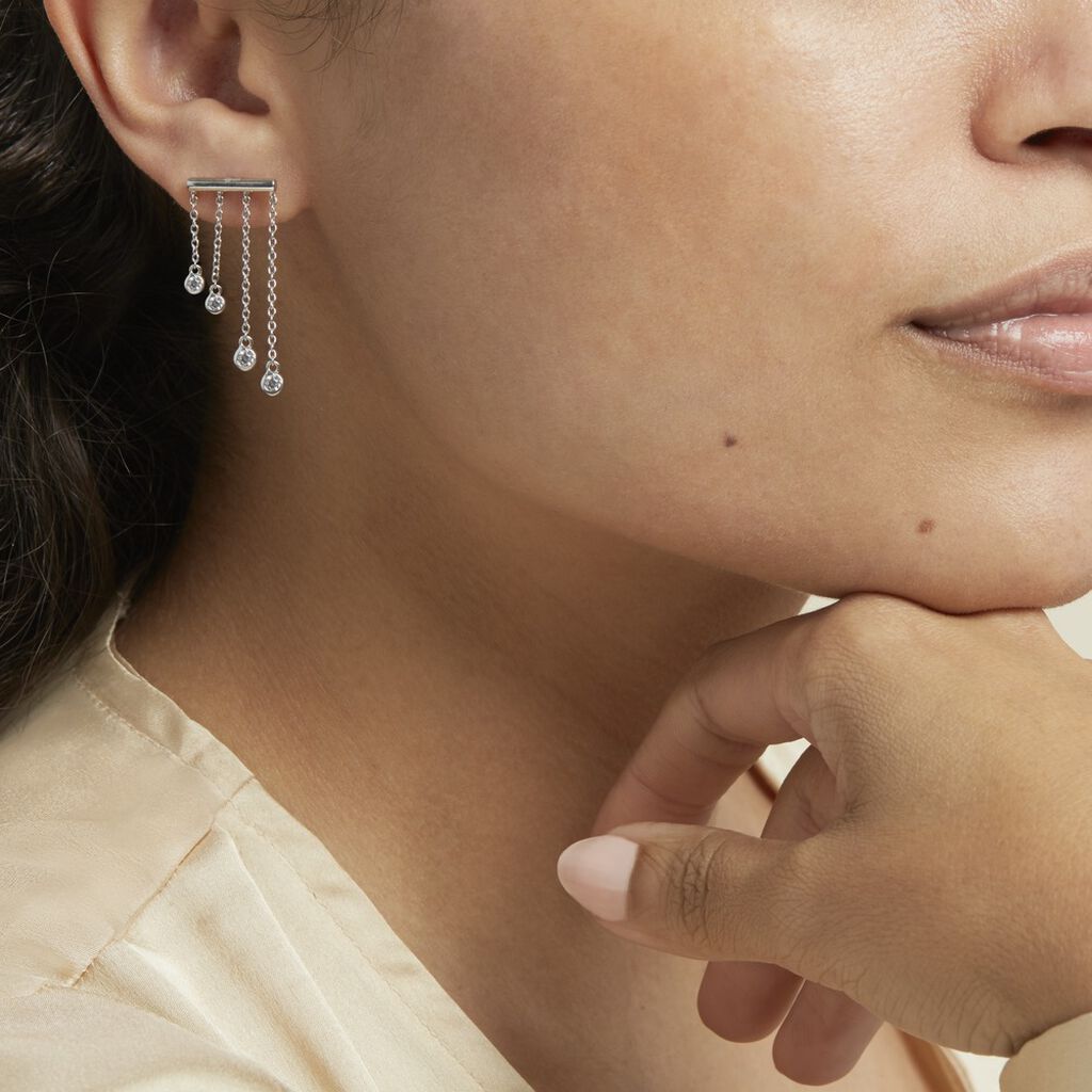 Boucles D'oreilles Pendantes Argent Blanc Edvard Oxydes De Zirconium