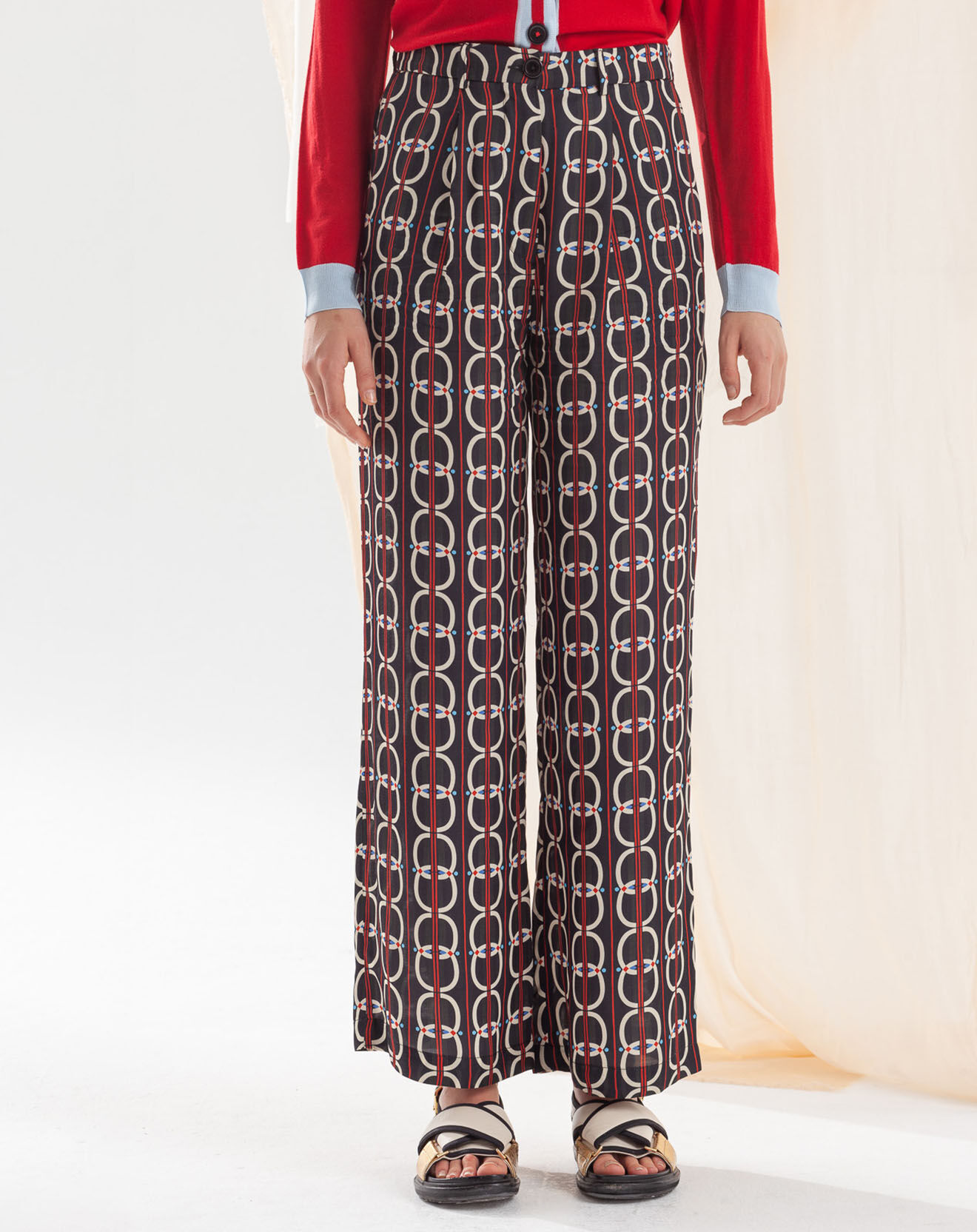 Chloé Stora Pantalon Poitiers imprimé noir/écru