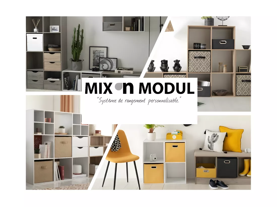 Meuble Étagère 3 cases de rangement effet chêne naturel H 100.5 cm