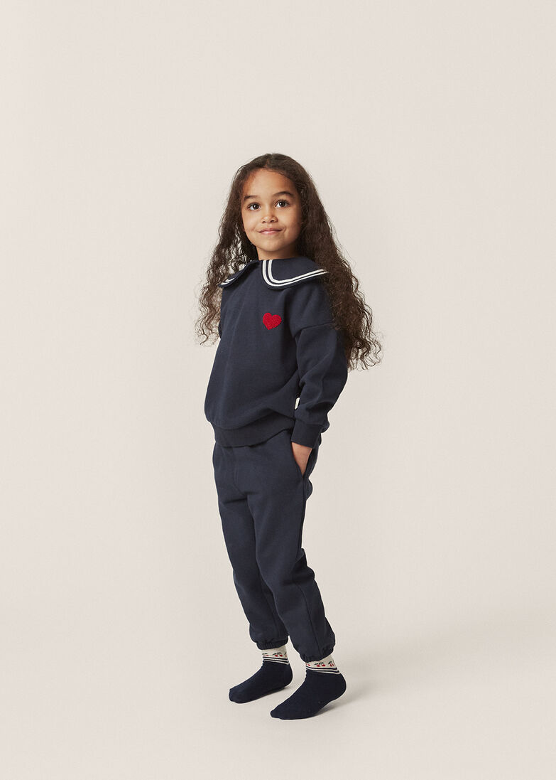 KONGES SLOJD blauwe konges slojd trui lou betty collar sweatshirt gots