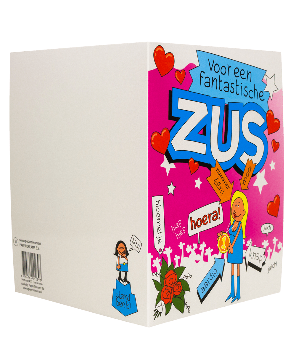 Wenskaart Zus 16,5cm