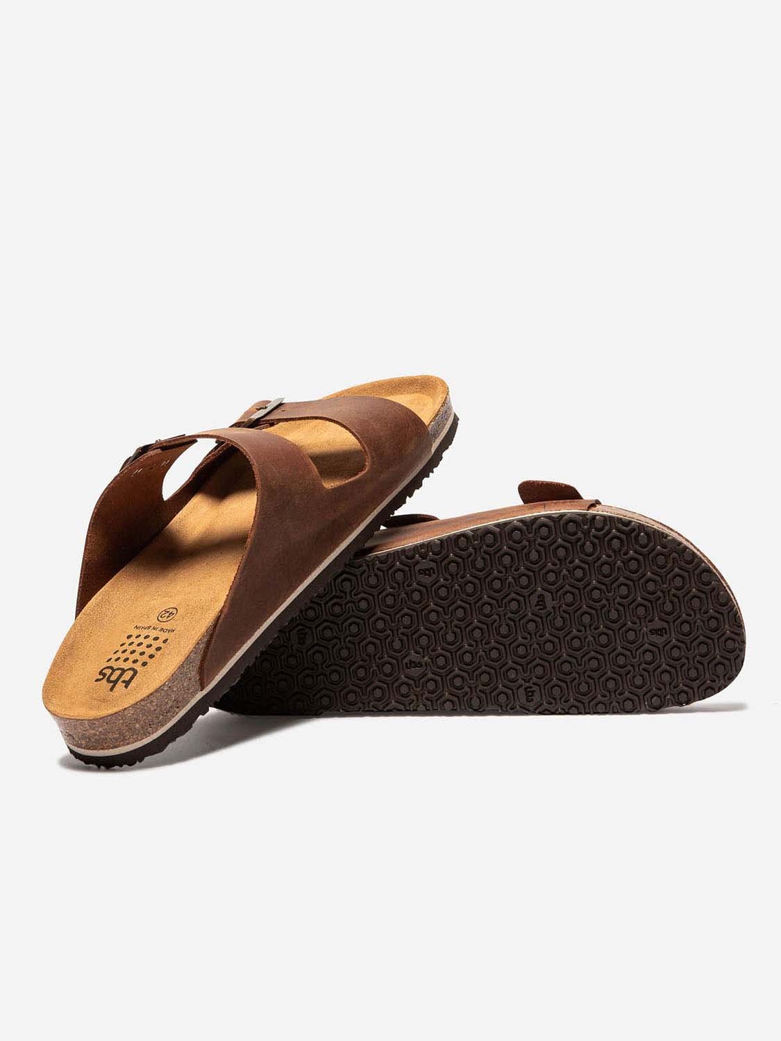 Mules Homme Confort Dessus Cuir Marron