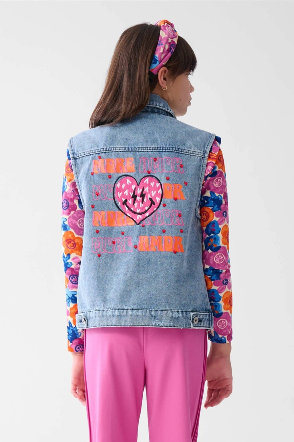 Shoeby denim artwork gilet blauw