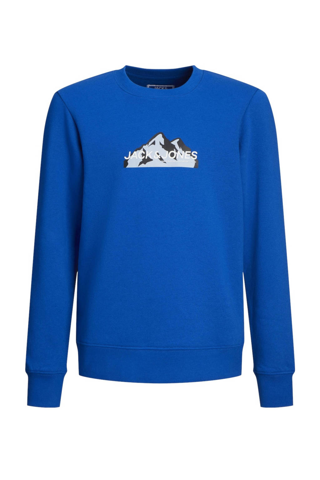 JACK & JONES sweater JCOMOUNTAIN met printopdruk hardblauw