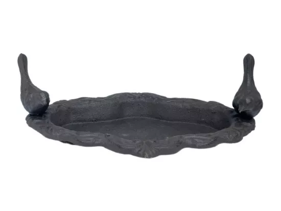 Mangeoire à oiseaux abreuvoir jardin en fonte marron 27.5cm