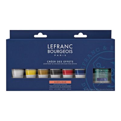 Lefranc Bourgeois - Set de peinture acrylique - 6 couleurs - ocre jaune, blanc titane, jaune primaire, noir ivoire, rouge primaire, bleu primaire