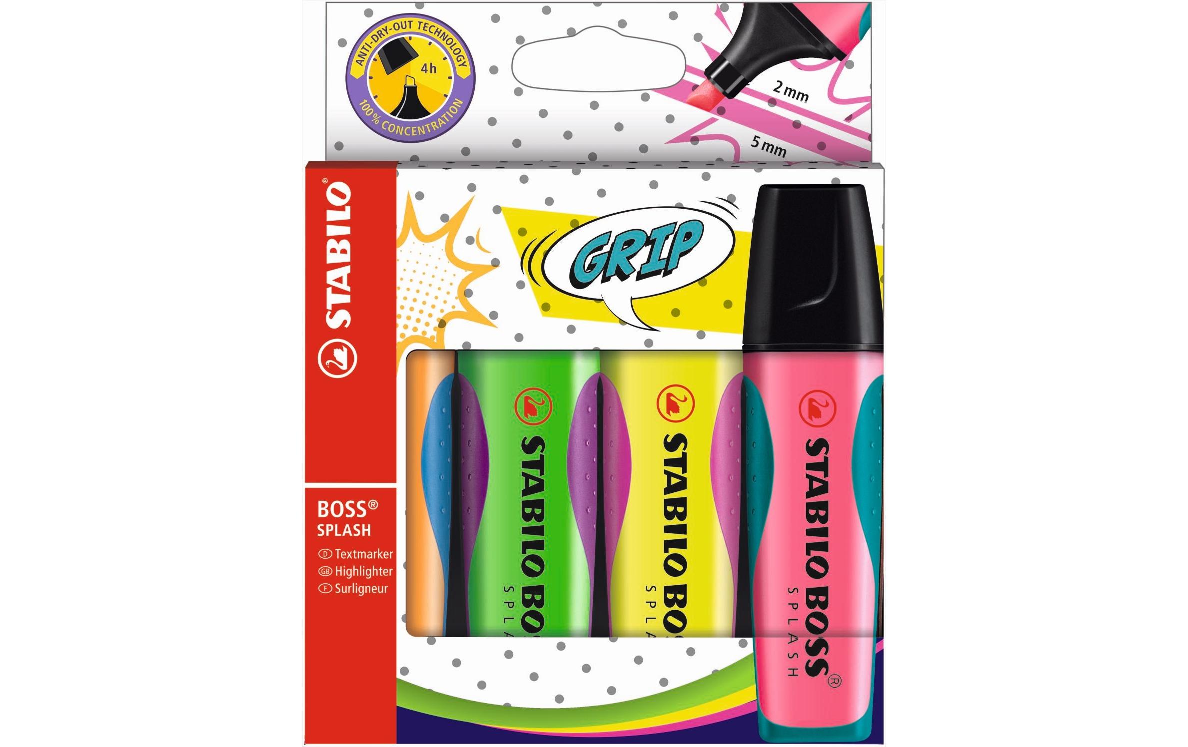 Textmarker Boss Splash Mehrfarbig, 4 StückTextmarker im 4er Etui