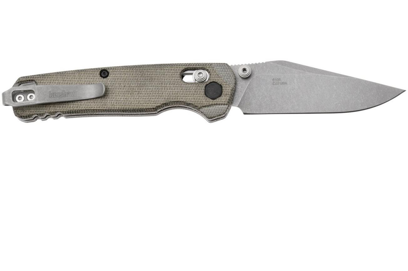 Kershaw Bel Air 6106 Stonewashed MagnaCut Clip Point, Green Micarta, zakmes