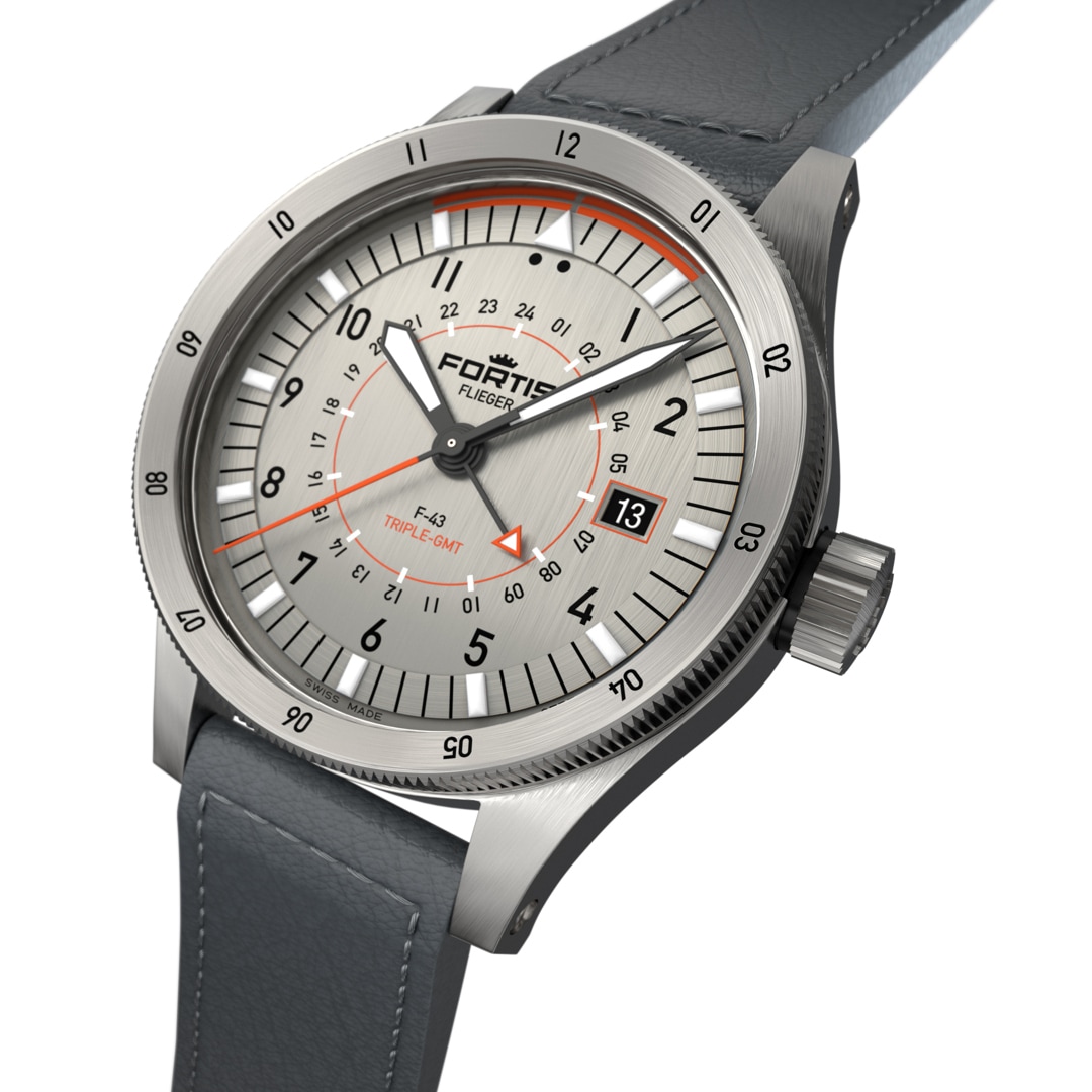 Fortis Flieger F-43 Triple GMT Titanium
