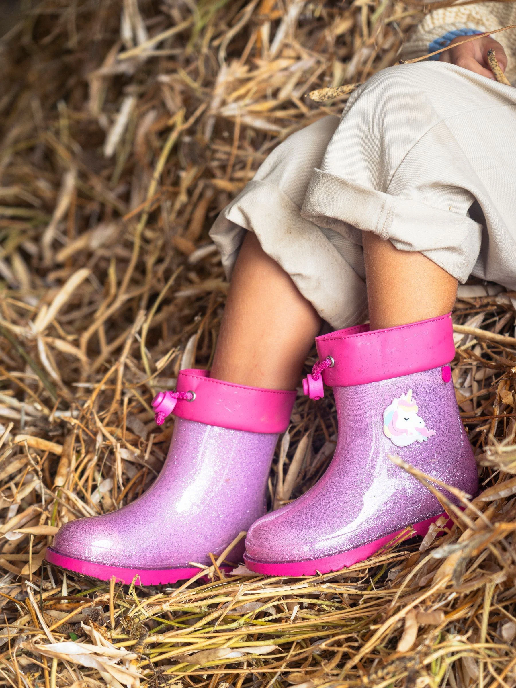 Roze - Igor Glitter Unicorn Ankle Wellies