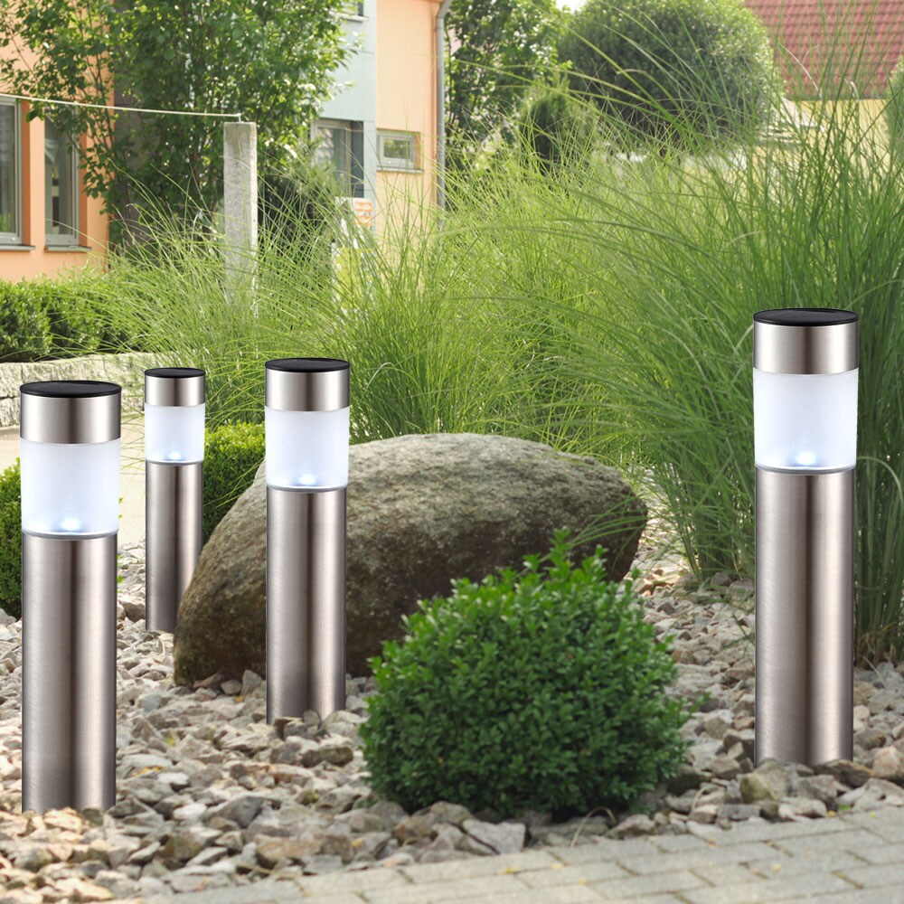 4er Set LED Solarleuchten, Edelstahl, DxH 6,3x38 cm