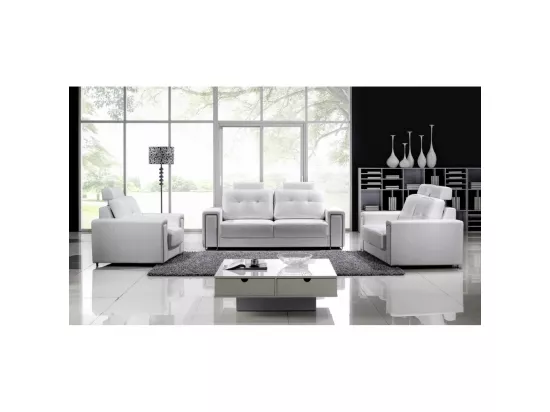Canapé 2 places en cuir Prestige luxe haut de gamme italien MATIGNON, blanc