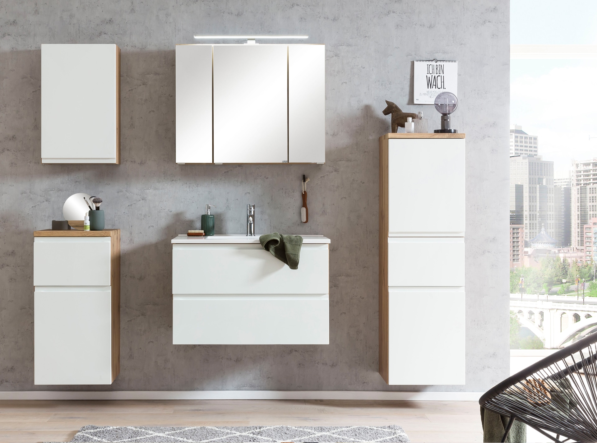 Hängeschrank Gent weiß/braun B/H/T 40x64x20 cm