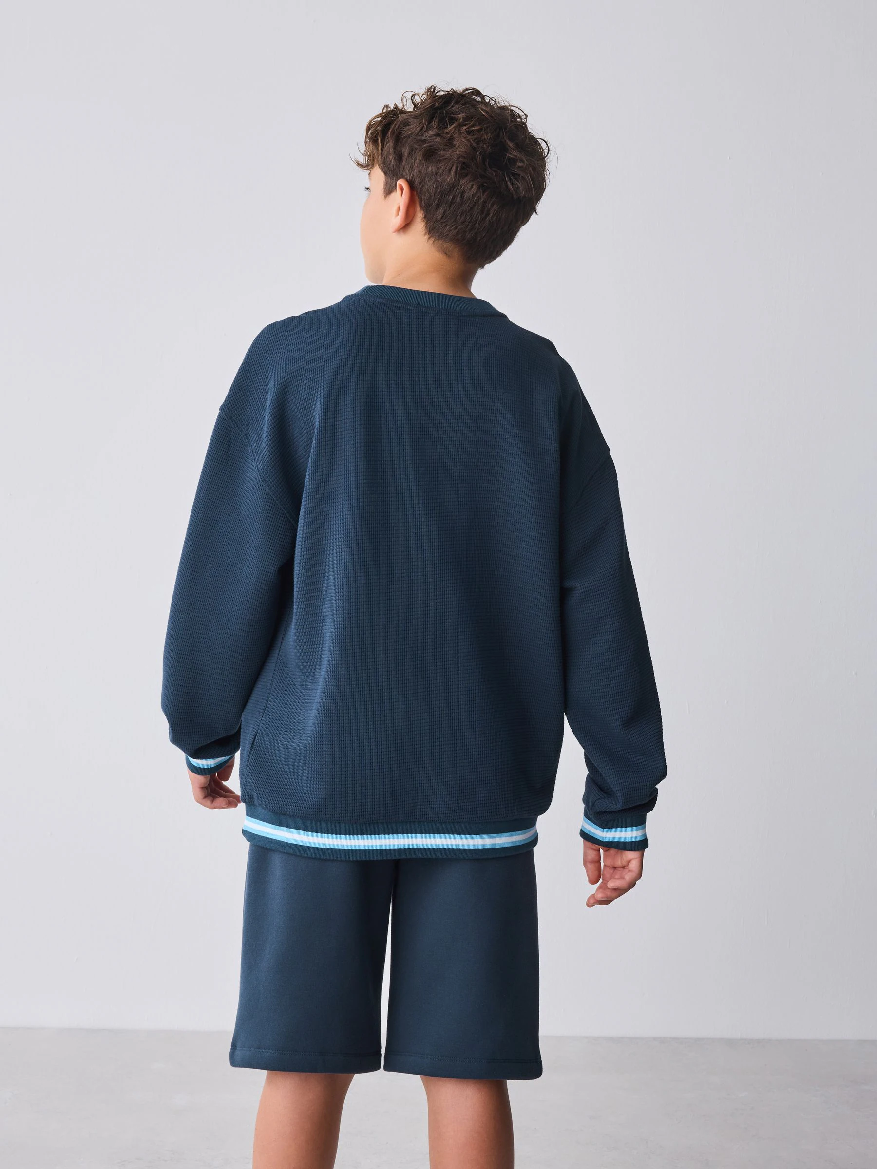 Blauw - Baker by Ted Baker Textured Sweatshirt and Short Set