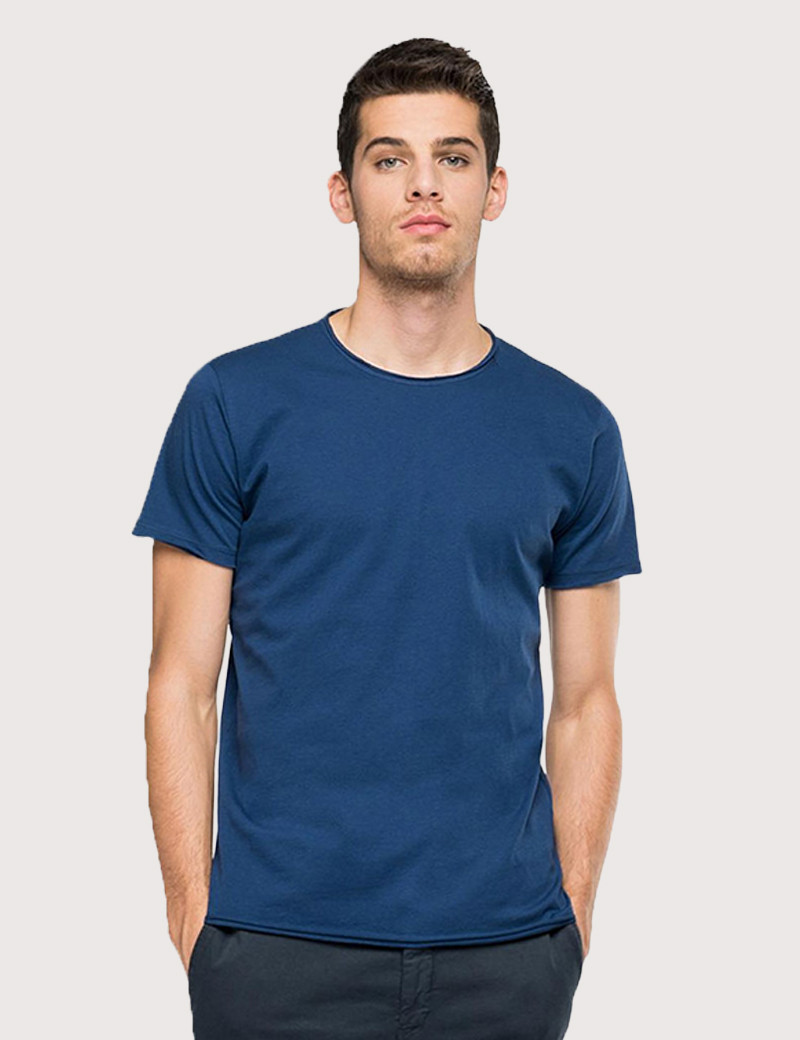 REPLAY T-SHIRT COL ROND COTON STEEL BLUE