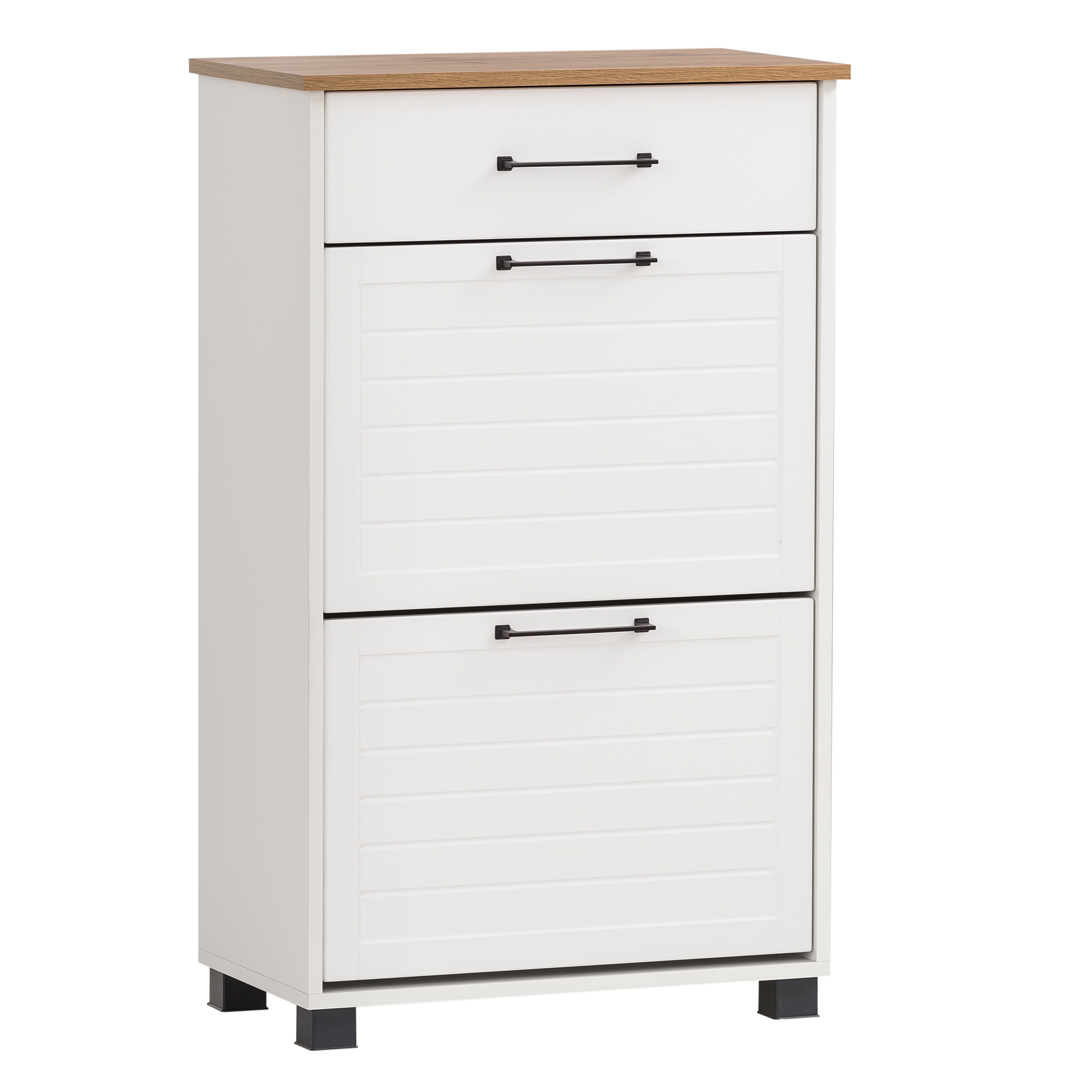 Schuhschrank - weiß matt-Eiche - 62 cm