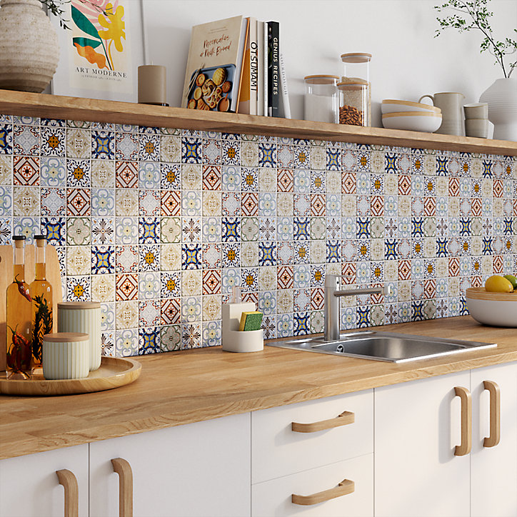 Mosaïque multi-couleur 7,2 x 7,2 cm Bada travertin pierre naturelle