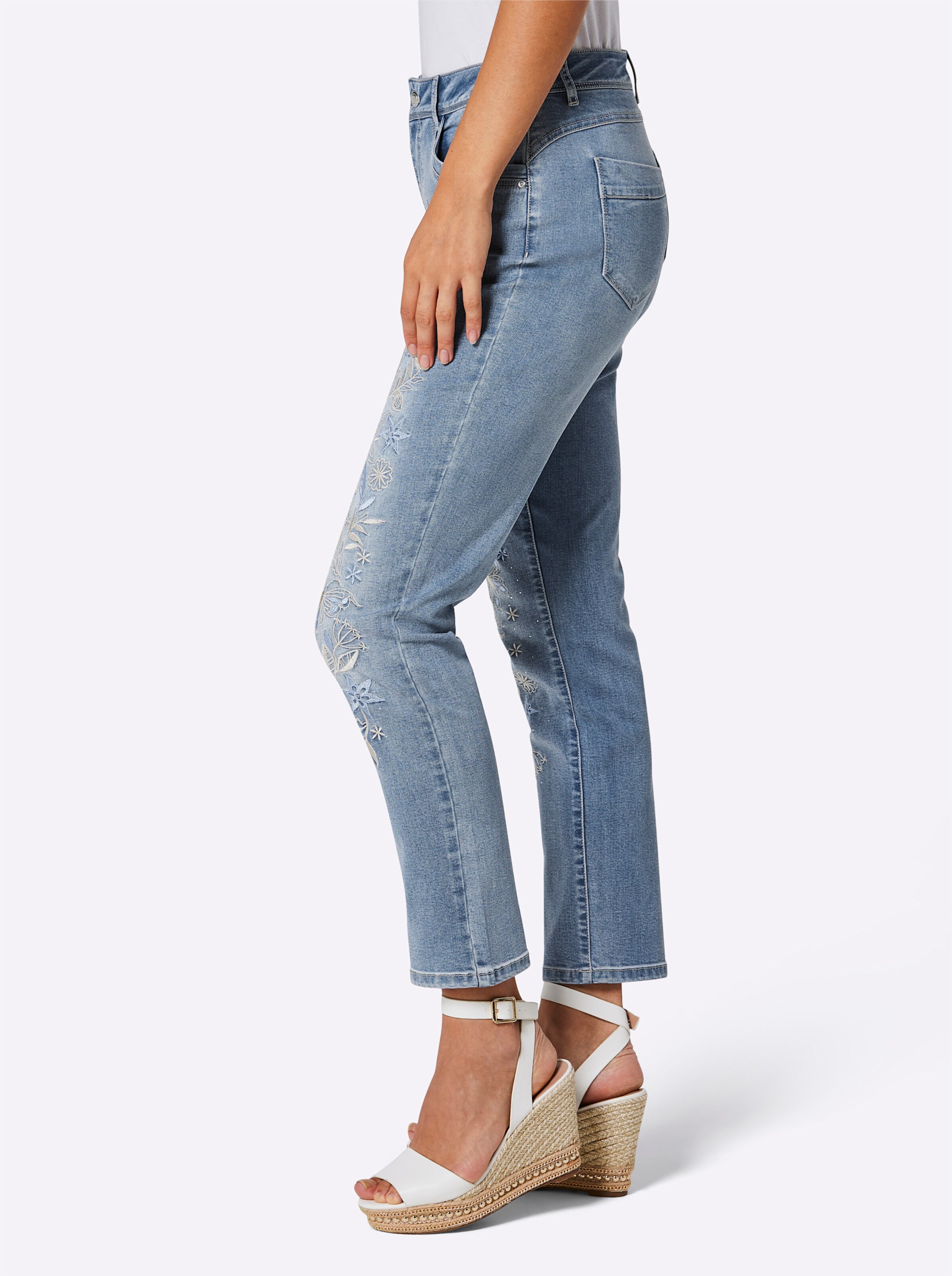 CREATION L PREMIUM Baumwoll-Lyocell-7/8-Jeans in blue-bleached