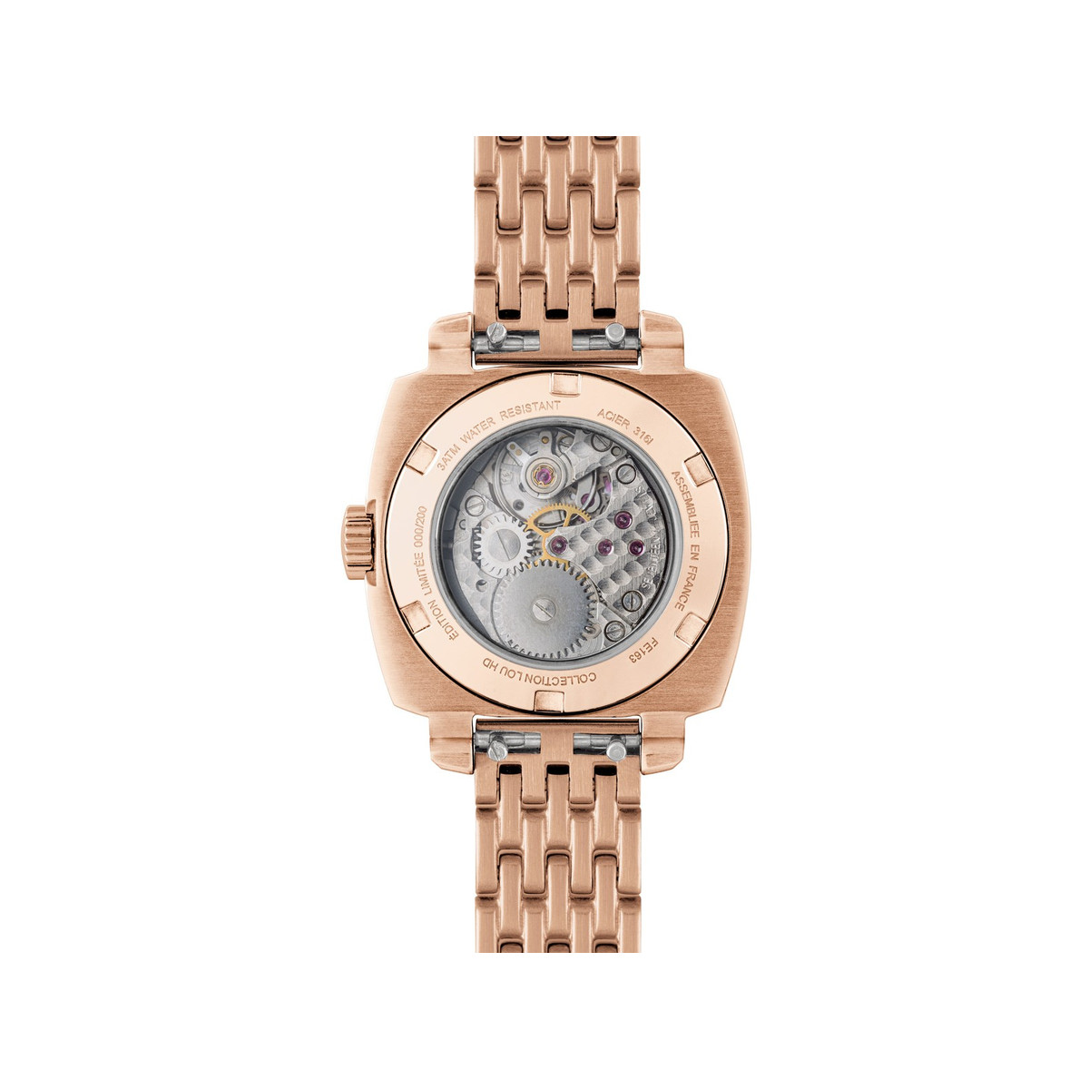 Montre HUMBERT-DROZ hd lou femme mecanique, bracelet acier doré jaune