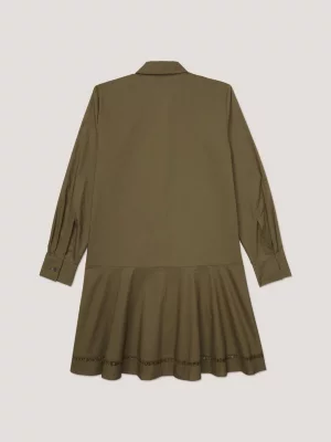 Vestido camisa na altura do joelho com detalhe de renda adaptável