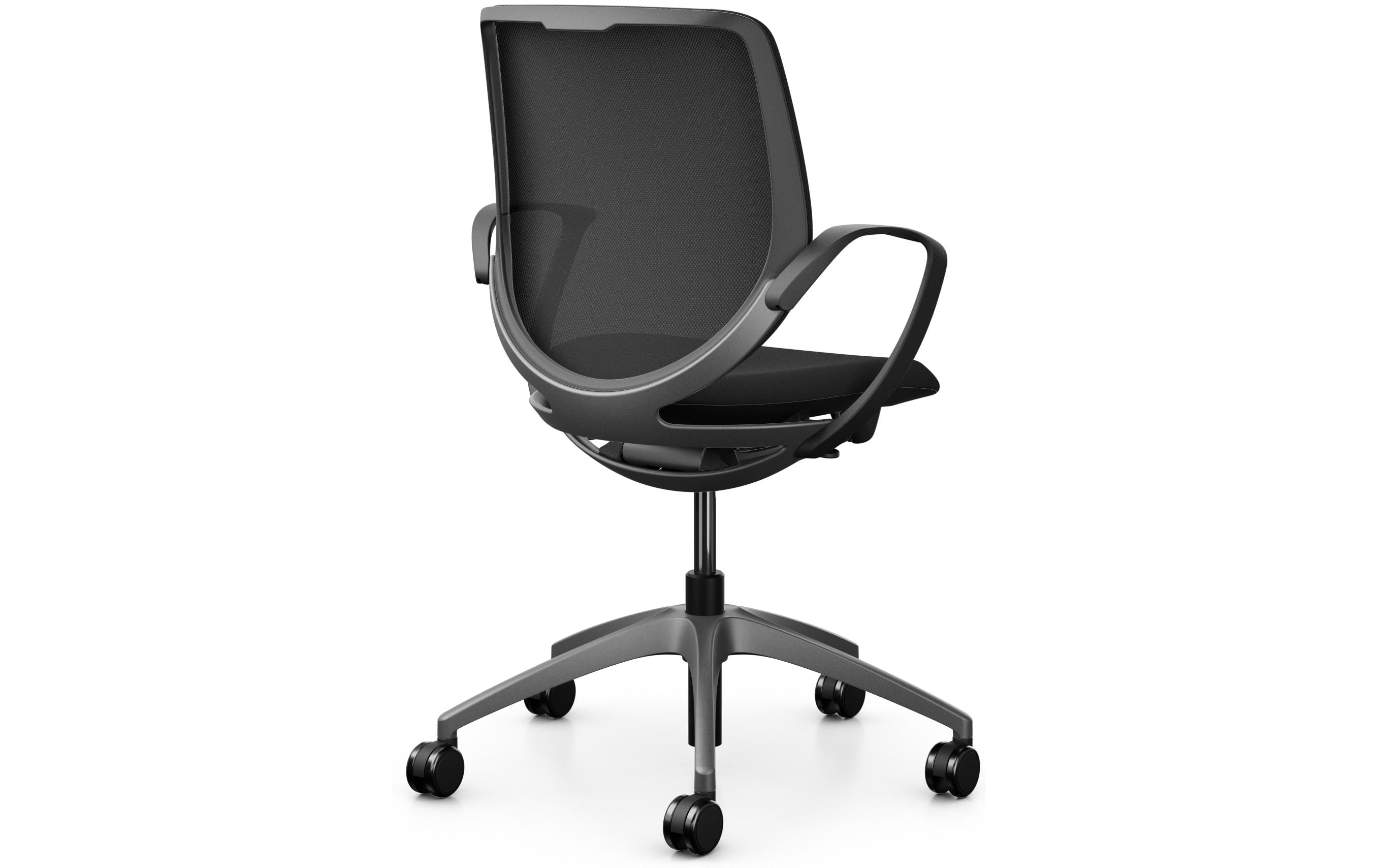 Bürostuhl 313 mit Netzrücken und Armlehnen, Schwarz<br>Arbeitsstuhl für gesundes, ergonomisches Sitzen