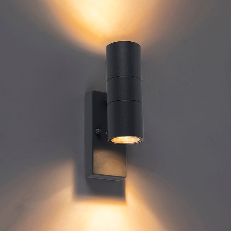 Buiten wandlamp donkergrijs 2-lichts met schemersensor - Duo