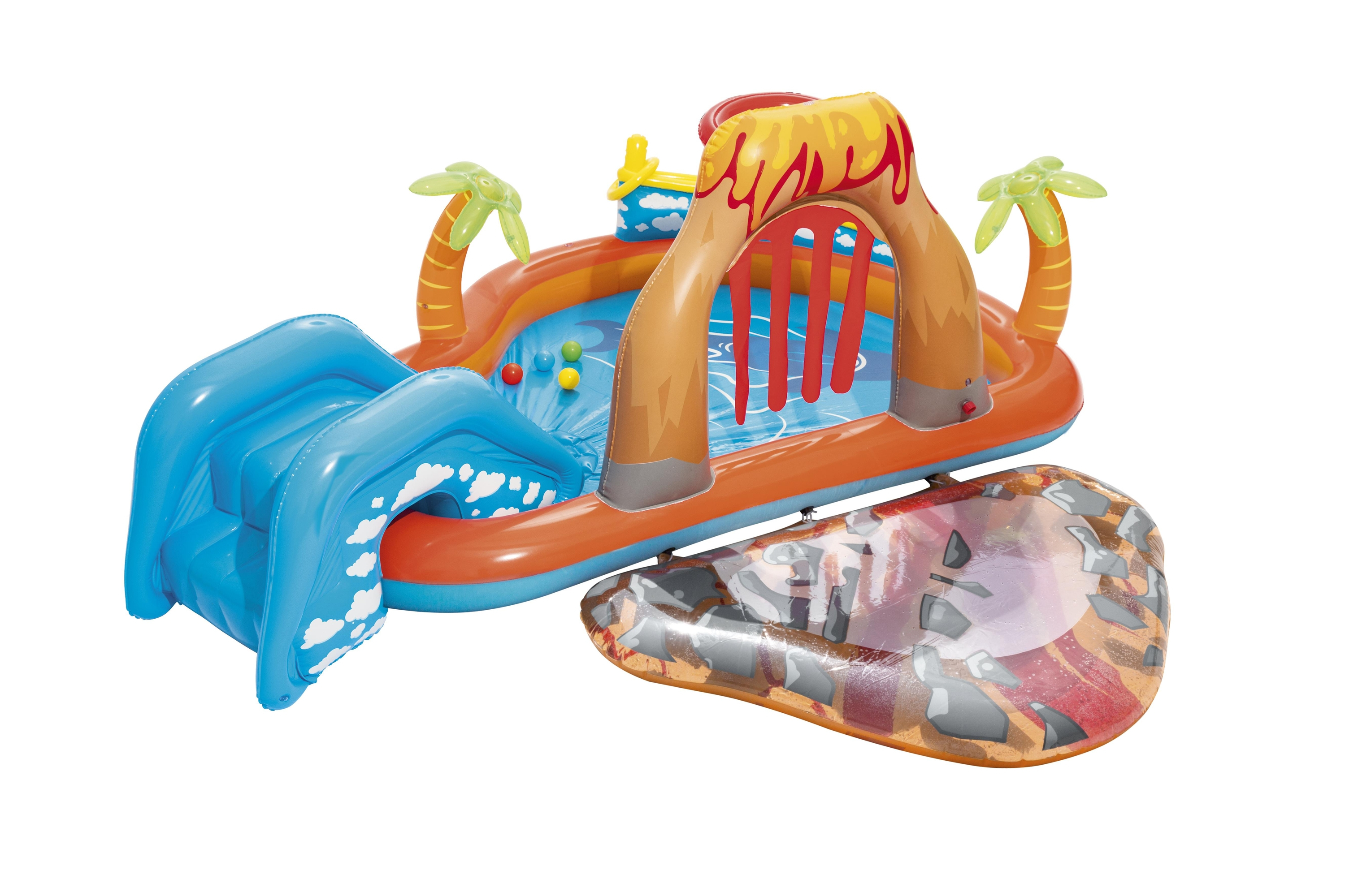 (265x265cm) Lava Lagoon Play Center Kinder Planschbecken Wasserpark mit Rutsche / Spritzfunktion / Wurfspiel (53069) - Bunt