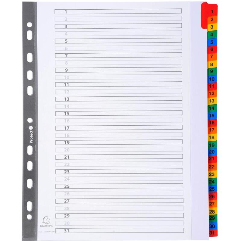Intercalaires Imprimés numériques carte blanche 160g- 31 positions - A4 Maxi - Blanc