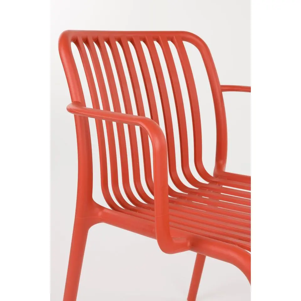 Housecraft Living Mante Tuinstoelen Armleuning Kunststof Terra/ Rood - Set van 4