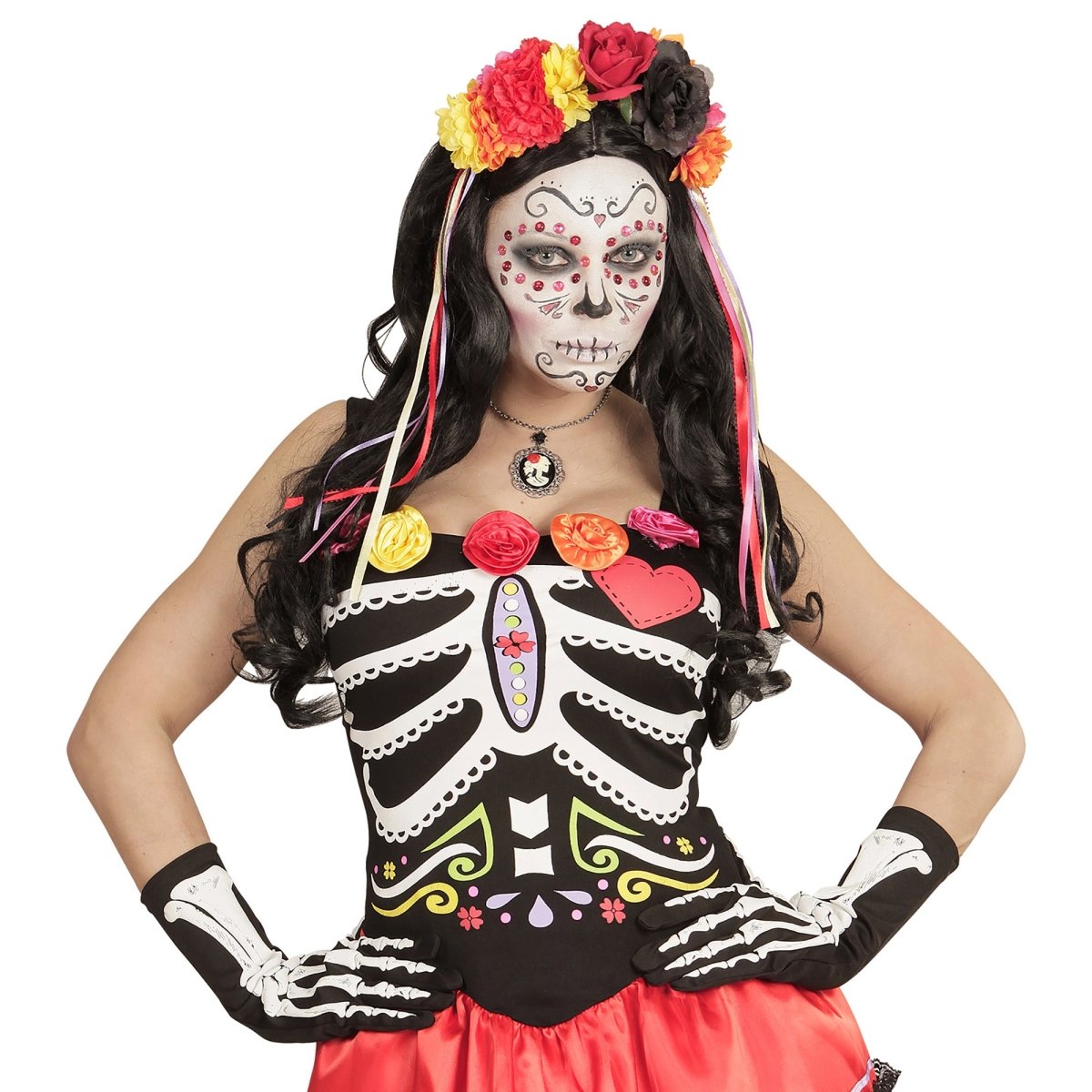 Halloween Handschoenen Skelet 35cm