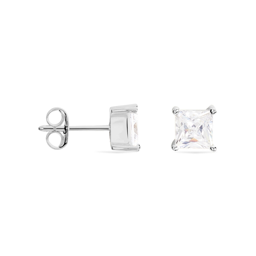 Boucles D'oreilles Puces Alys Argent Blanc Oxyde De Zirconium