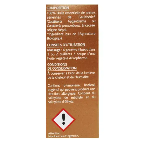 Óleo Essencial Orgânico Arko Essentiel Wintergreen nº 9 10ml
