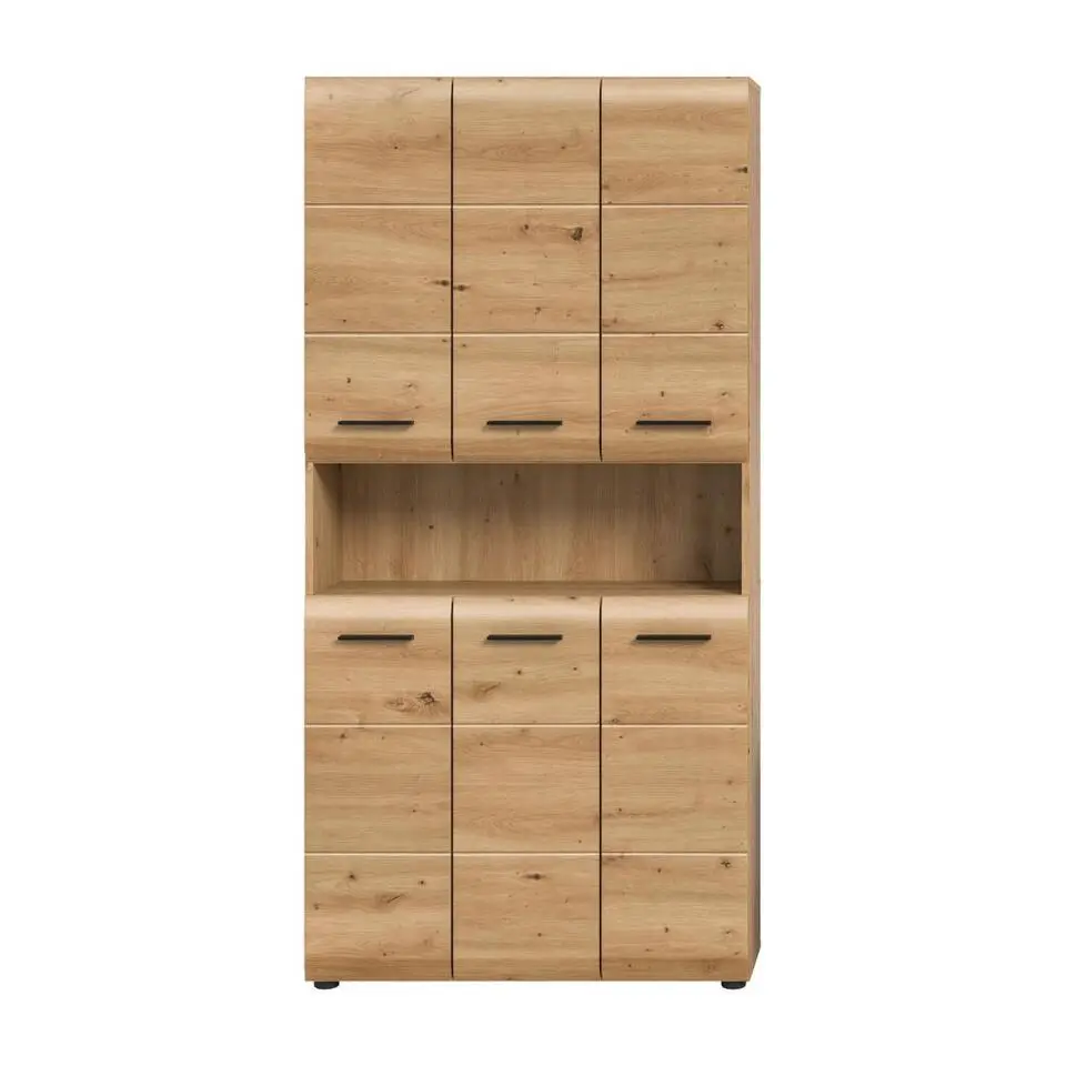 Hioshop Ice badkamerkast 6 deuren- 1 plank eiken decor