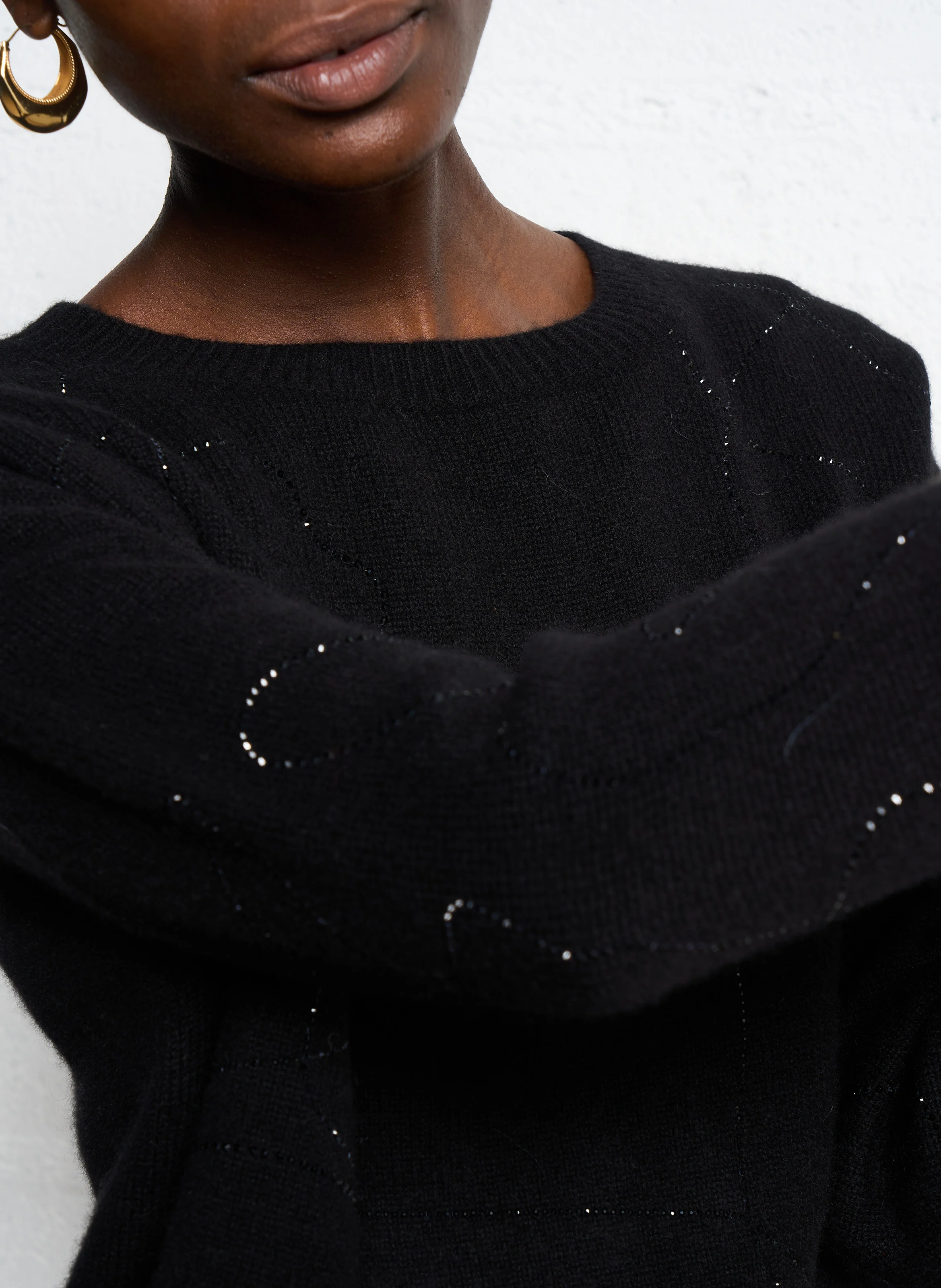 APOLLO - Pull droit à strass| Noir