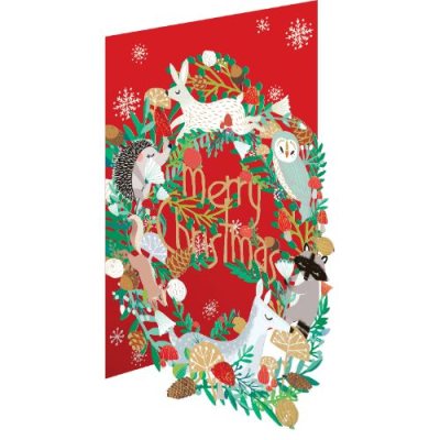 Lasercut Wreath On Red Card