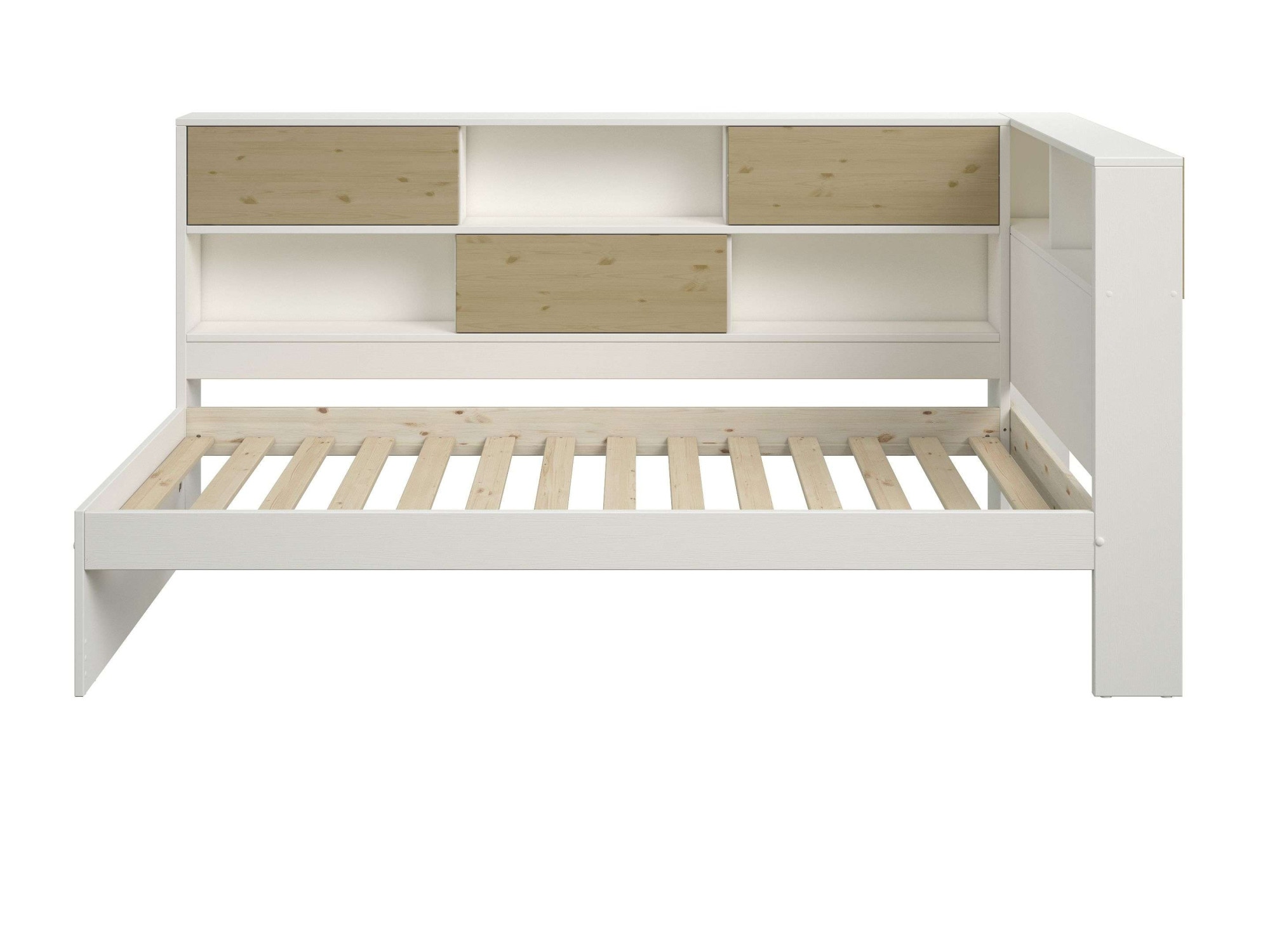 Home affaire Stauraumbett »Amance, Kopfteil beidseitig montierbar, stabil und langlebig, Stauraum« Aussenmasse B/T/H: 110,2/220,1/106,9 cm,  FSC® zertifiziert, inklusive Lattenrost,  Made in EU,Massivholz + MDF